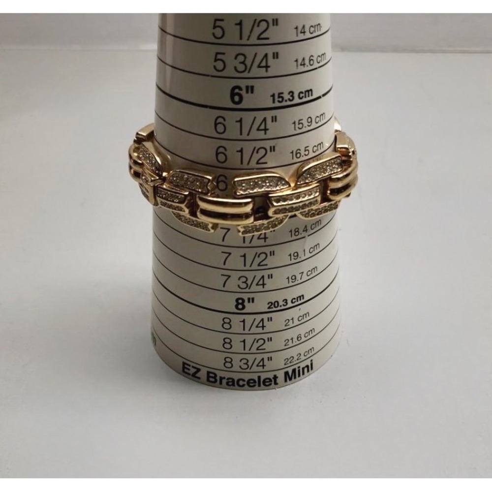 Vintage Dior‎ Gold Tone Chain Link Bracelet 191g Pave Crystal Statement 7” - Picture 3 of 9